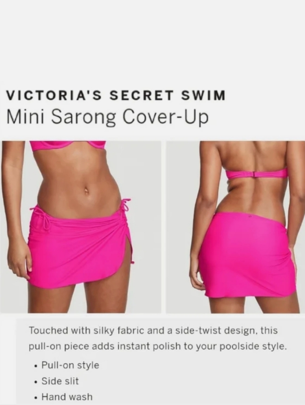 Victoria's Secret Hot Pink Mini Swim Sarong with Side Knot - Picture 5 of 5